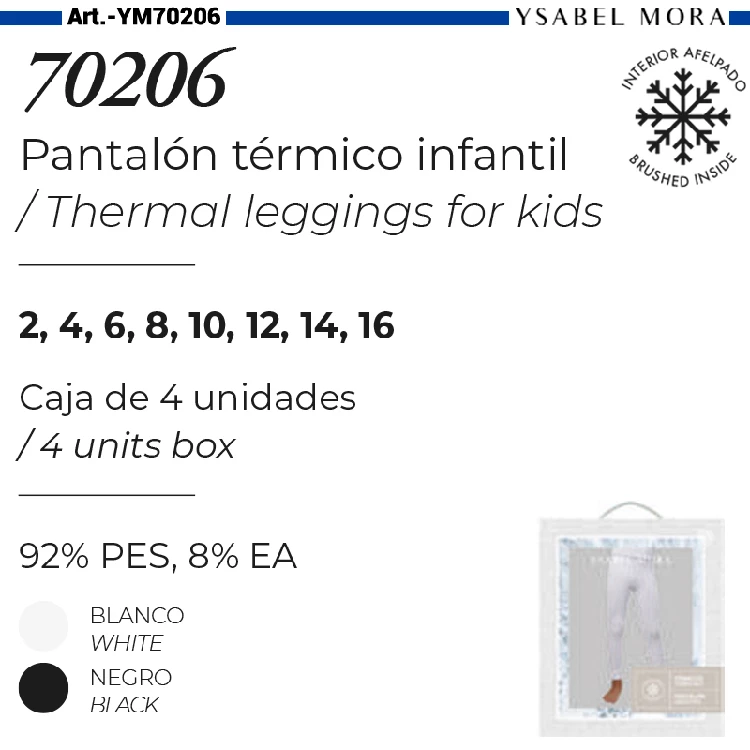 Pantalón Interior Largo Térmico Infantil Unisex Ysabel Mora 70206