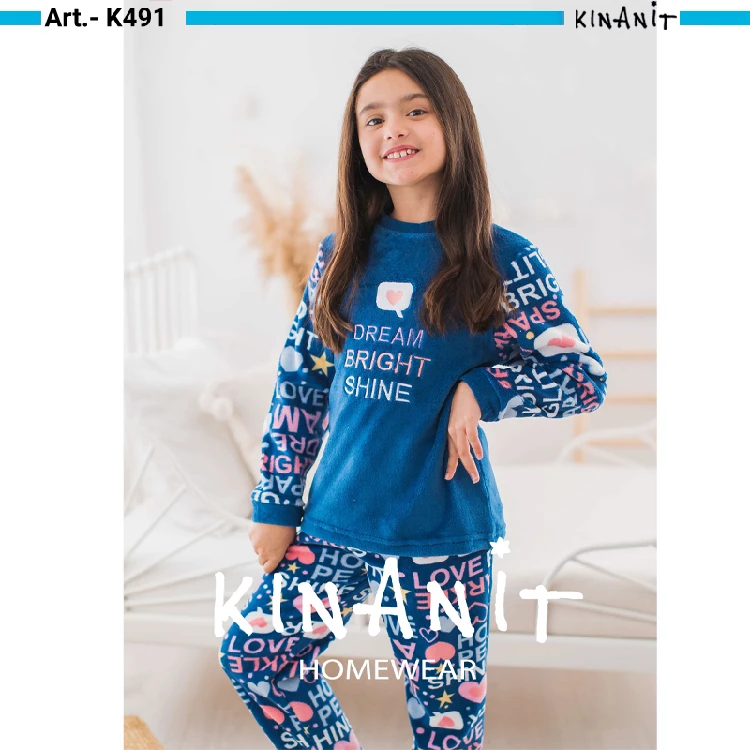 Invalidez Pío Lavandería a monedas Pijama infantil niña KinaNit KN491 otoño-invierno Coralina | Lacotex