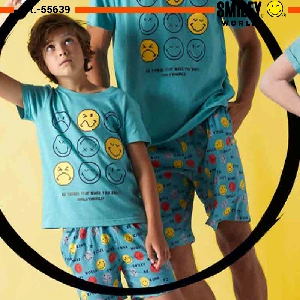 Pijama de niño Smiley 55639 de punto slub primavera-verano