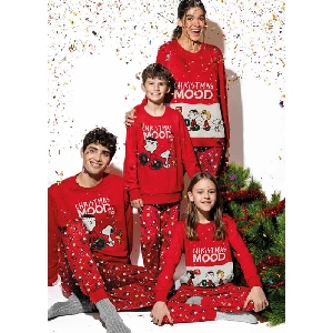 Pijama infantil niño Snoopy 63034 De punto Navidad