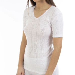 Camiseta interior mujer calada manga corta Lacotex LCT108