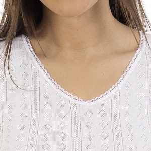 Lacotex Camiseta Interior Cálida de Mujer | Camiseta Manga Larga y Cuello  Pico Bordado | Confort y Protección Cálida Interior | Pack Ahorro 6  Unidades