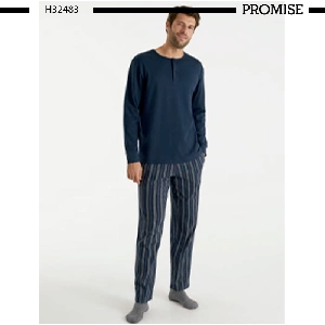Pijama de hombre Feelfree H32483 Promise interlock 3-piezas
