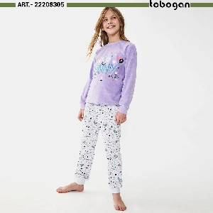 Pijama infantil niña Tobogan 22208305 Otoño-invierno terciopelo